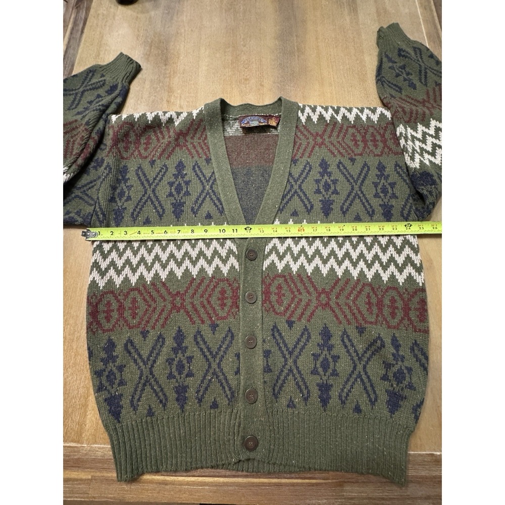 90s Vintage‎ Outrigger Knit Cardigan Large Fair Isle Southwestern Wool Blend - Picture 3 of 10